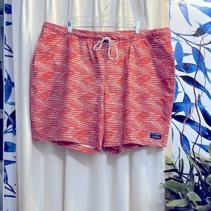 NWOT Men’s L.L. Bean 100% Polyester Burnt Orange and White Swim Trunks Size XXL